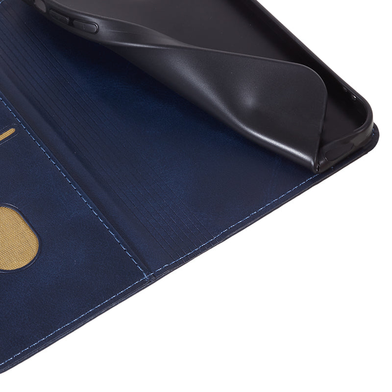 For Motorola Moto G54 5G Case Calf Texture PU Leather Shell Drop-proof Wallet Stand Phone Cover - Blue For Motorola Moto G54 5G Case Calf Texture PU Leather Shell Drop-proof Wallet Stand Phone Cover - Blue